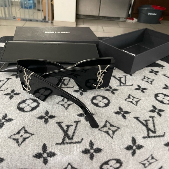 Saint Laurent Dark Sunglasses with Silver Accents - Picture 7 of 8